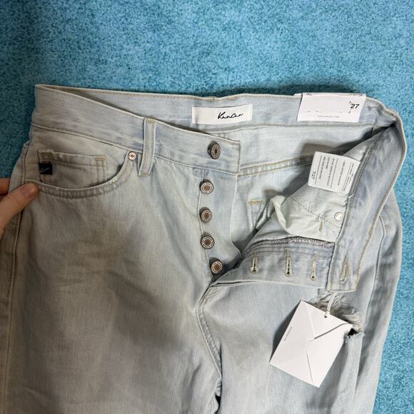 KanCan Womens 7/27 90s Flare Light Blue Jeans Wide Leg Distressed Denim - Picture 12 of 16